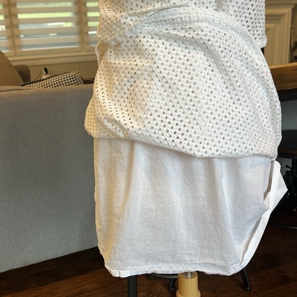 Ann Taylor Loft Dress Women's 6 White Eyelet Cotton Lined Sleeveless Adjustable - Picture 10 of 12